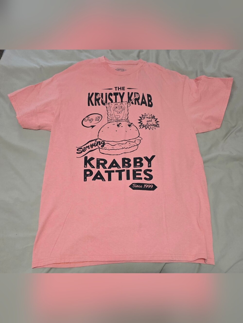SpongeBob SquarePants Coral Pink Logo Tee Unisex Size L
